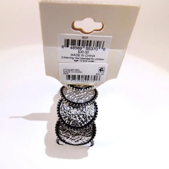 NWT Erica Lyons Silver Tone Strech Bracelet - Picture 7 of 8